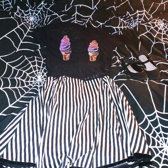 Kawaii Goth Sheer Black Ice Cream Blouse - Picture 3 of 3